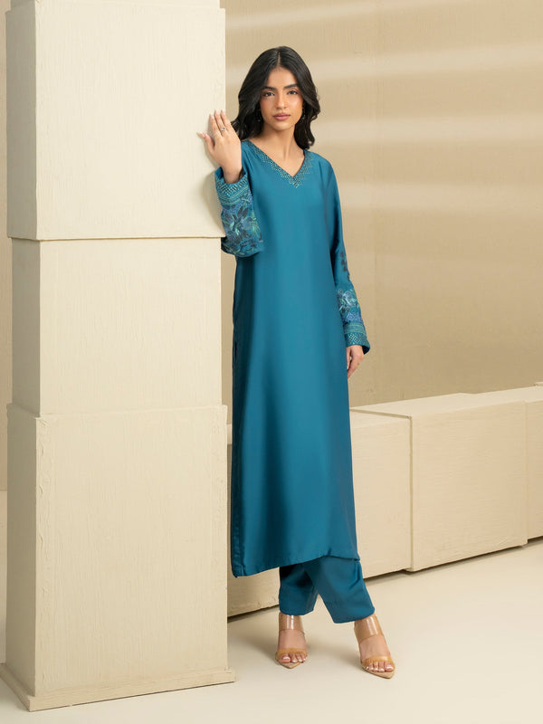 2 Piece Silk Suit-Embroidered (Pret)