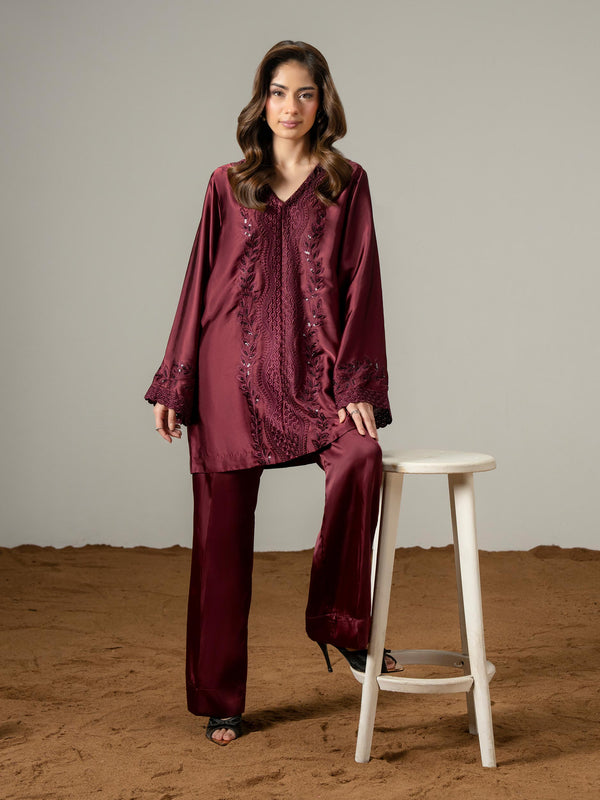 Silk Co ord Set- Embroidered