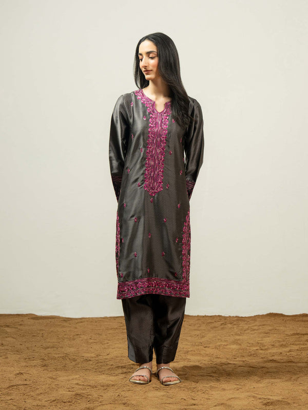 2 Piece Silk Suit-Embroidered (Pret)