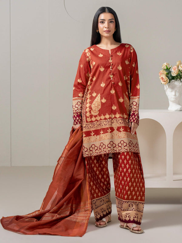 3 Piece Lawn Suit-Paste-Print (Pret)