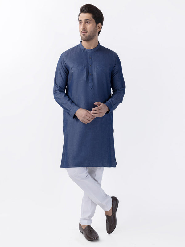 Indigo Blended Kurta - AL-K-1174