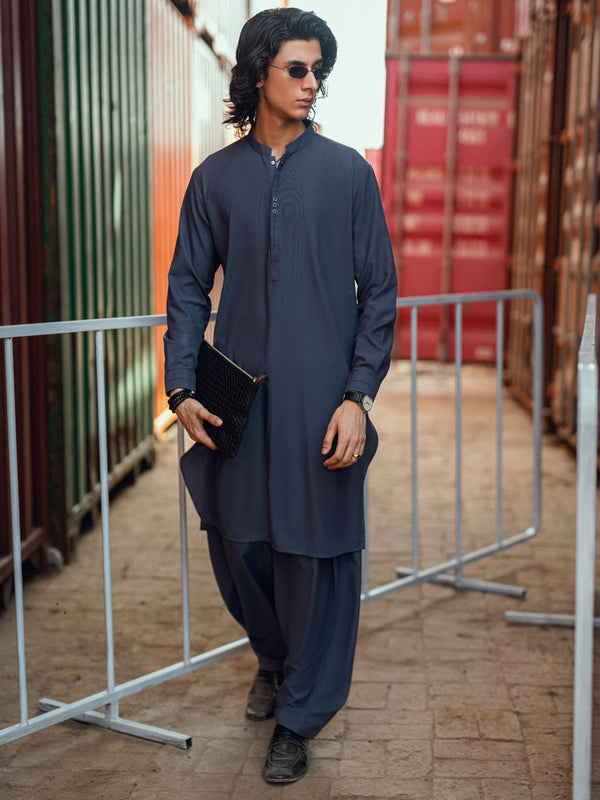 Blue Cut & Sew Kameez Shalwar - AL-KS-3176