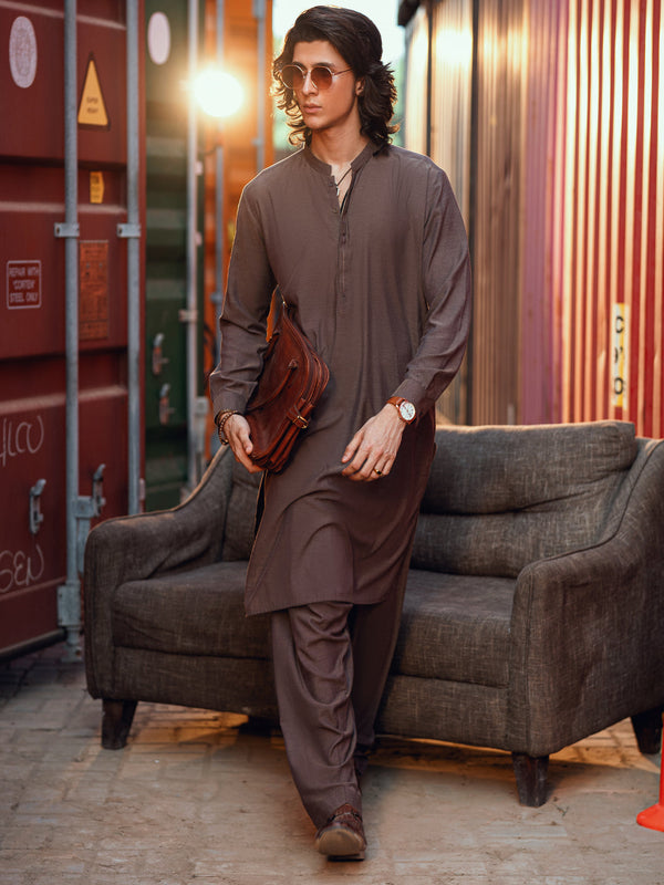 Brown Kameez Shalwar - AL-KS-3276