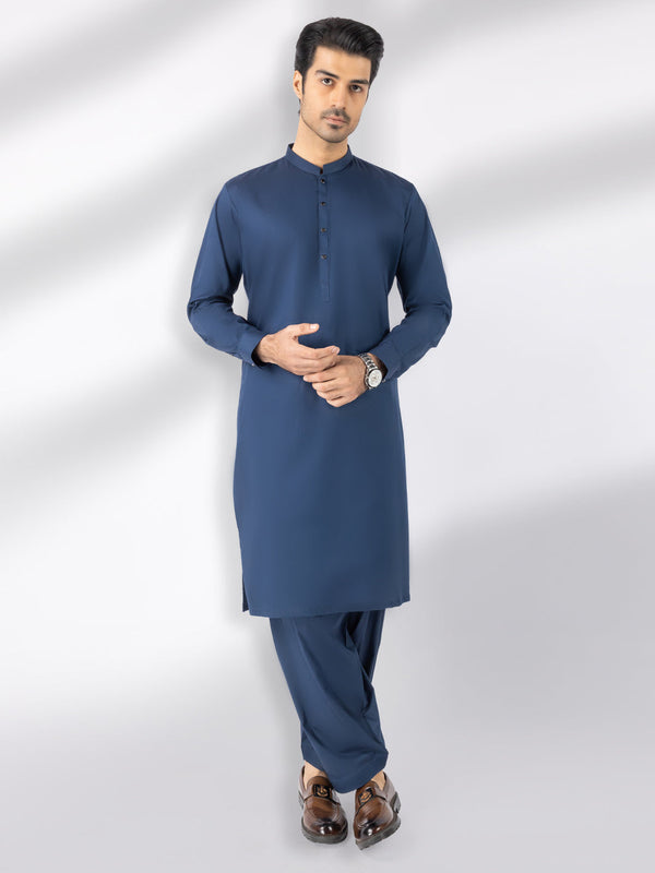 Blue Blended Kameez Shalwar - AL-KS-3243G