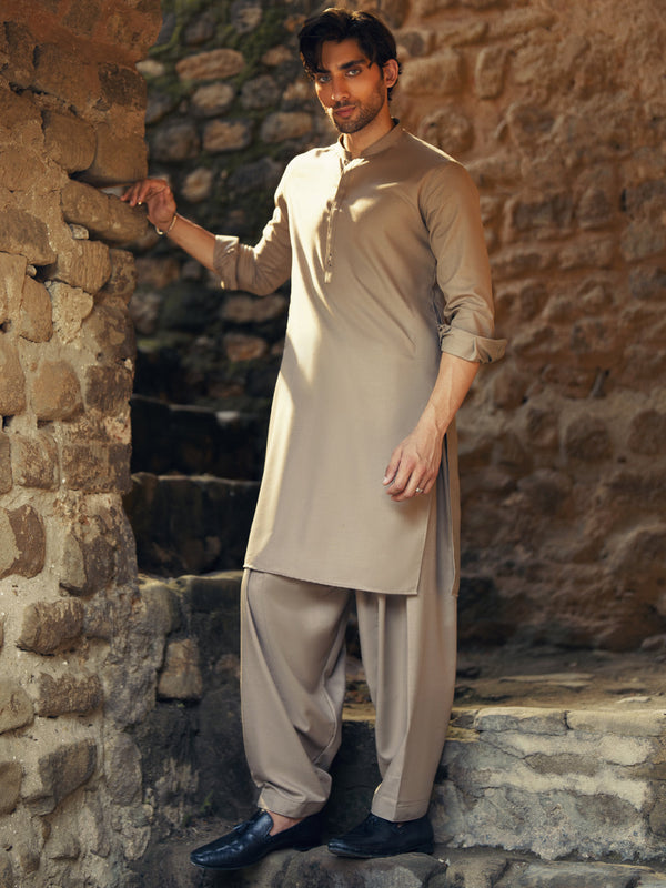 Beige Kameez Shalwar - AL-KS-3273