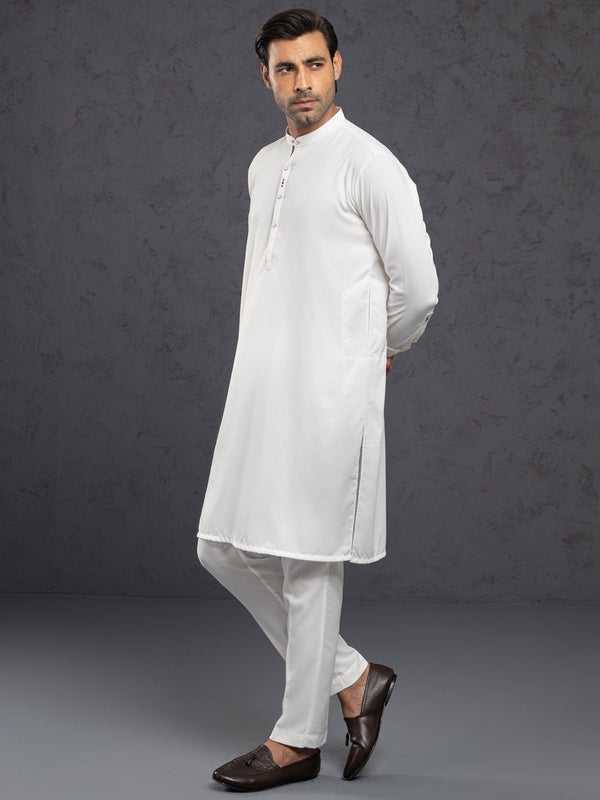 White Plain Kurta Trouser - ALET-KT-1001