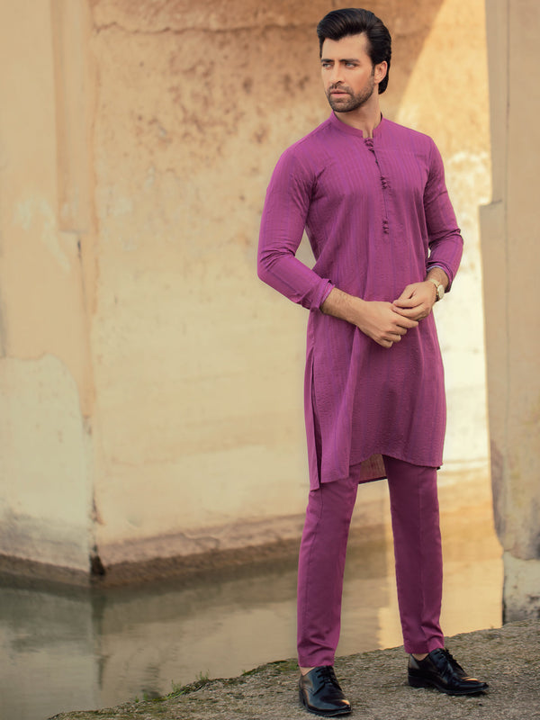 Purple Blended Kurta Trouser - AL-KT-922