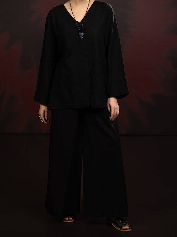 Black Light Slub Khaddar 2Pc Stitched - AL-2PS-LKS-1085