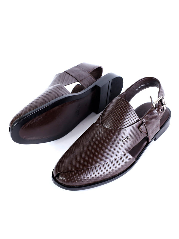 Brown Leather Peshawari Chappal - AL-MFW-HC-168
