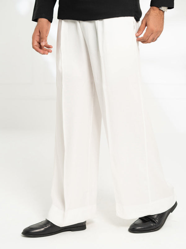 White Cotton Farshi Shalwar - AL-MS-FS-001W