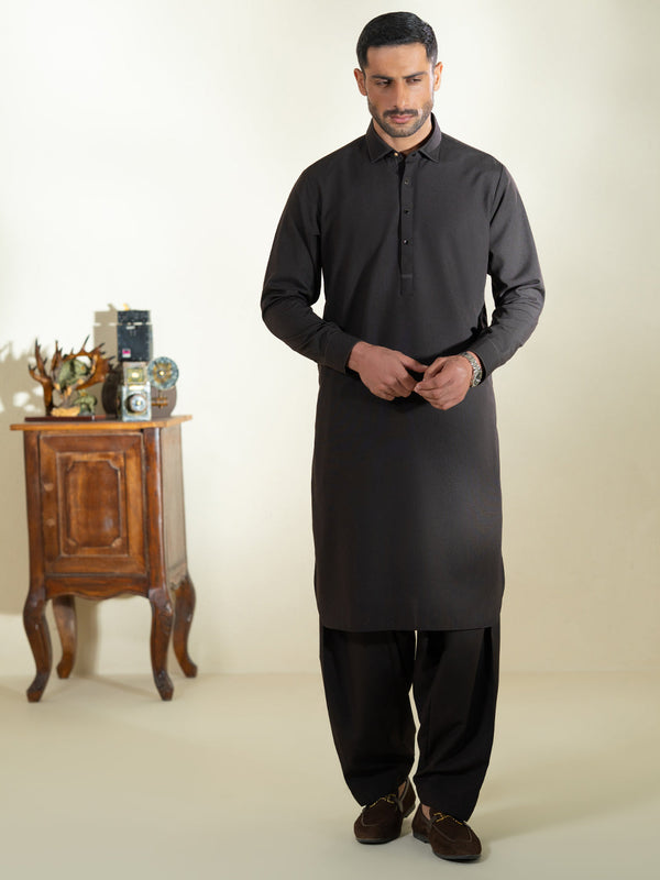 Dark Brown Kameez Shalwar - ALWA-KS-582