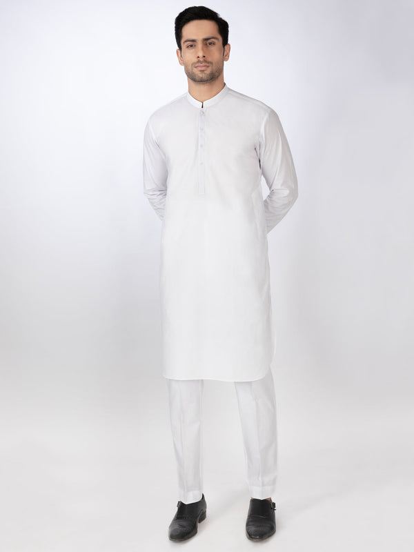 White Cotton Kurta Trouser - ALBQ-KT-002