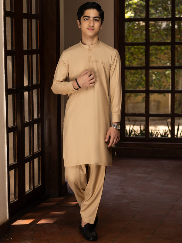 Fawn Blended Kameez Shalwar - ALT-KS-075