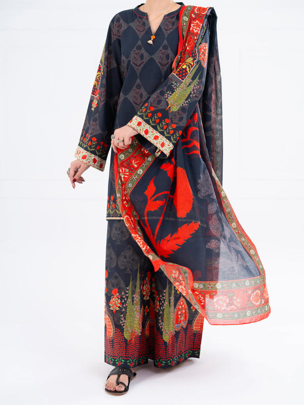 Black Lawn 3Pc Stitched - AWP-3PS-662