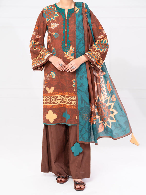 Brown Cambric 3Pc Unstitched - AWP-3PS-788