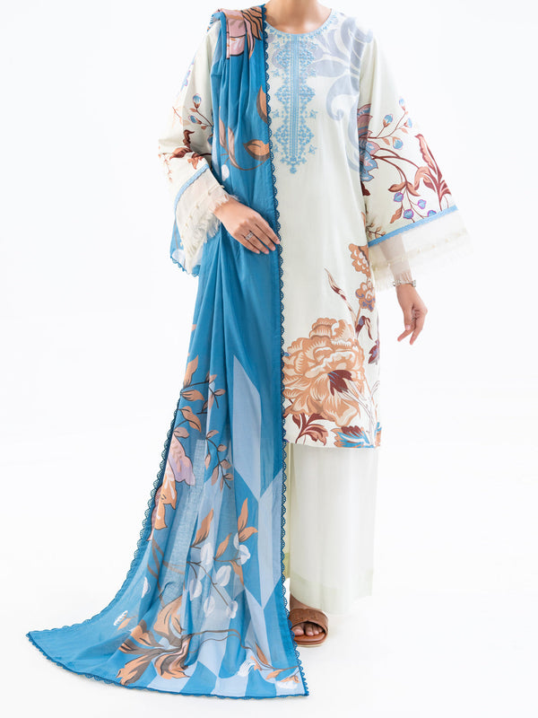 Cream Cambric 3Pc Unstitched - AWP-3PS-789