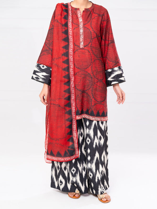 Maroon Lino Kara 3Pc Unstitched - AWP-3PS-800