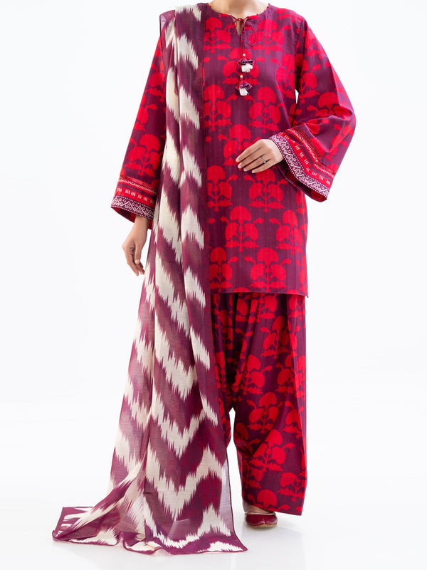 Plum Jacquard 3Pc Unstitched - AWP-3PS-801