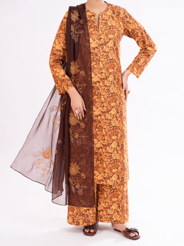 Brown Lawn 3Pc Stitched - AWP-3PS-862