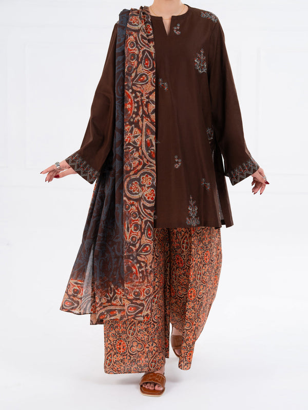 Brown Cambric 3Pc Stitched - AWP-3PS-870