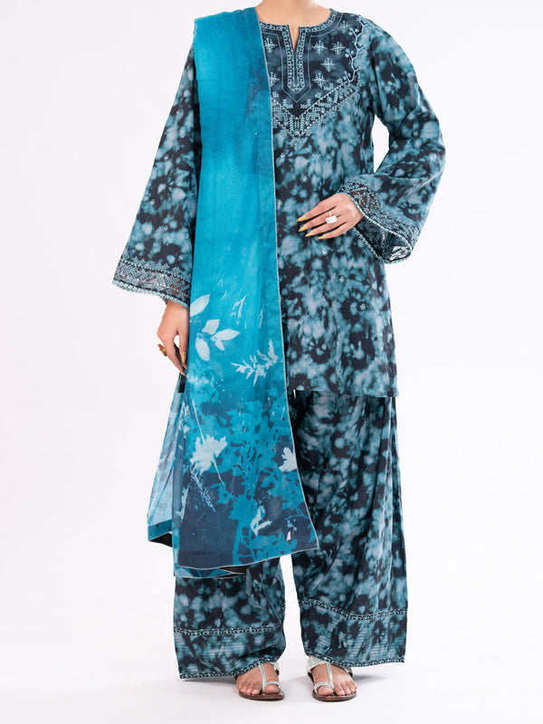 Teal Cambric 3Pc Stitched - AWP-3PS-874