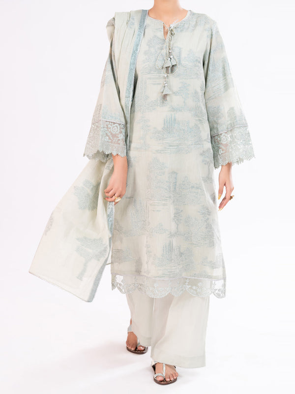 Pistachio Green Yarn Dyed 3Pc Stitched - AWP-3PS-926