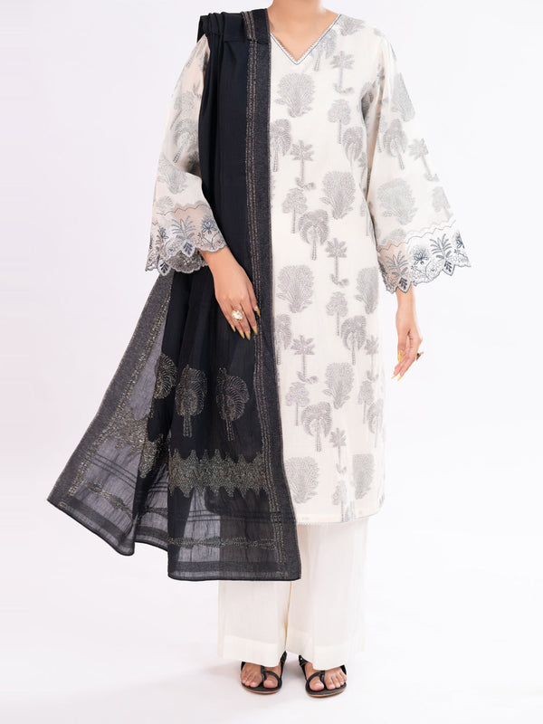 Off White Yarn Dyed 3Pc Stitched - AWP-3PS-927