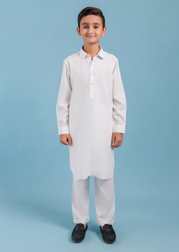 O-White-Blended-Kurta Trouser - (B25KP2003)