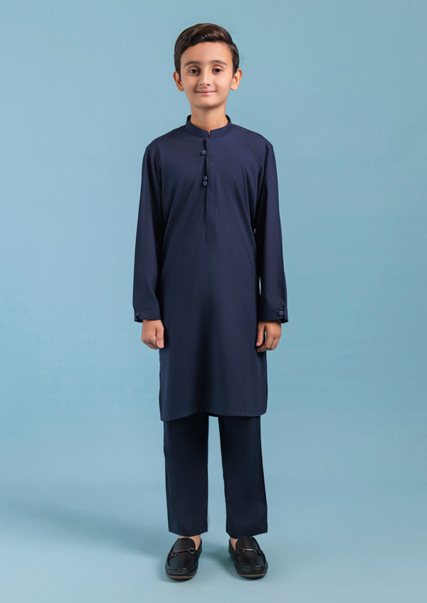 Navy Blue-Blended-Kurta Trouser - (B25KP2010)