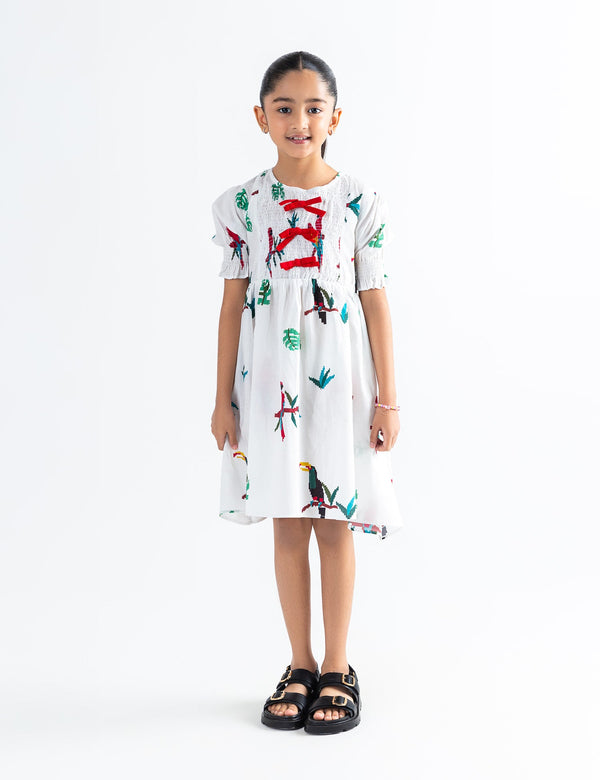 TROPICAL PARROT PRINT DRESS