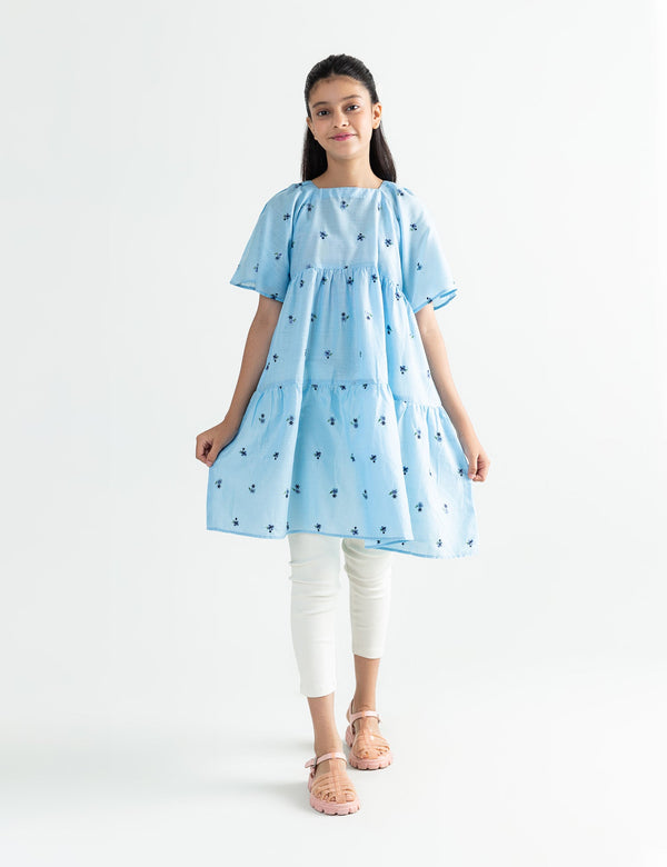 EMBROIDERED TIERED DRESS