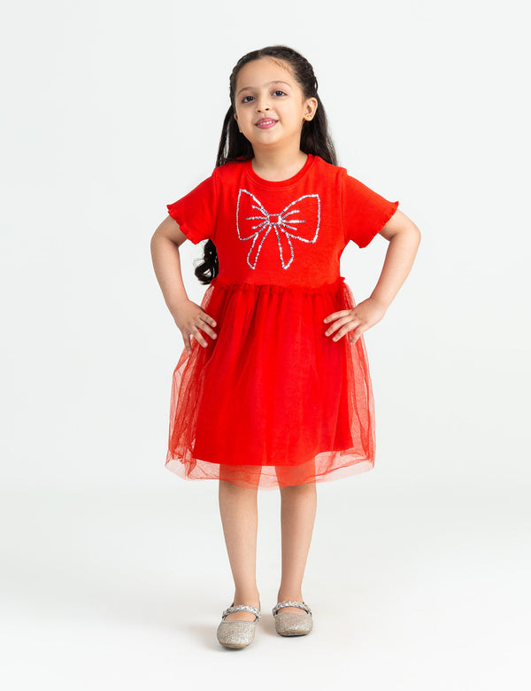 SEQUINED BOW DRESS