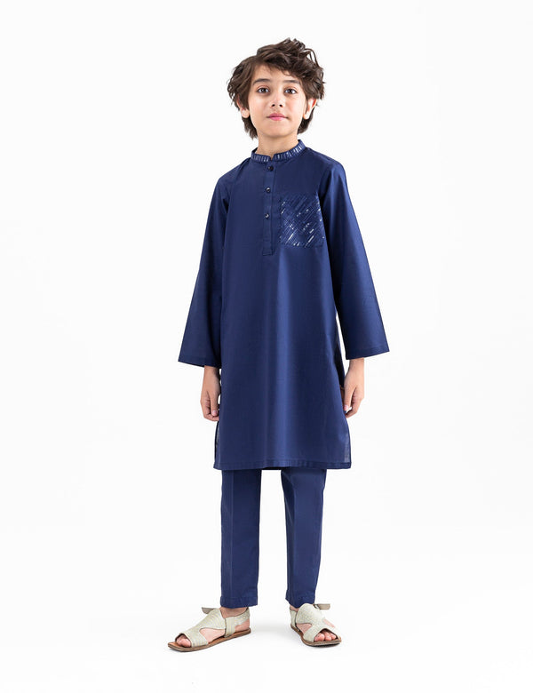 2 PIECE SEQUIN POCKET EMBROIDERED SUIT