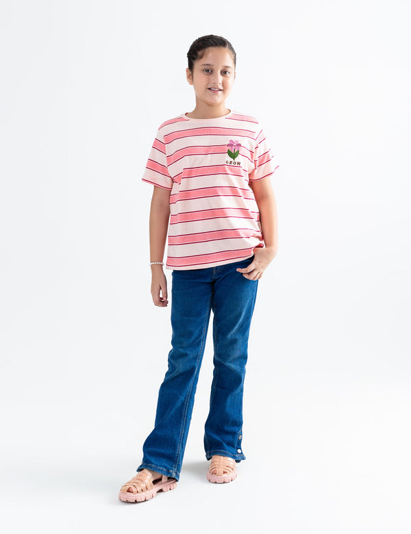 FLORAL EMBROIDERED T-SHIRT FOR GIRLS