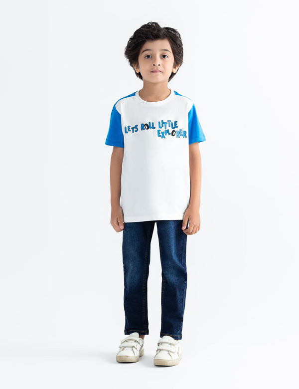 LET'S ROLL LITTLE EXPLORER PRINTED T-SHIRT