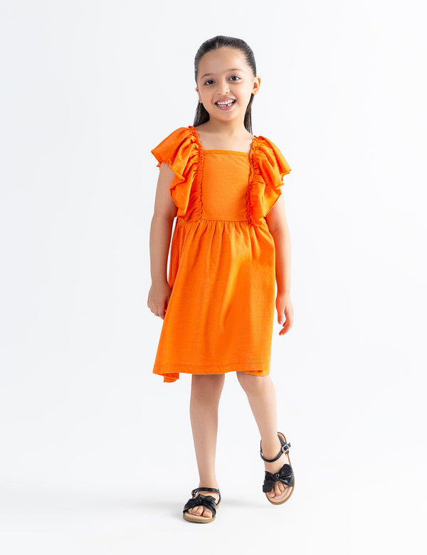 RUFFLED SLEEVES DRESS