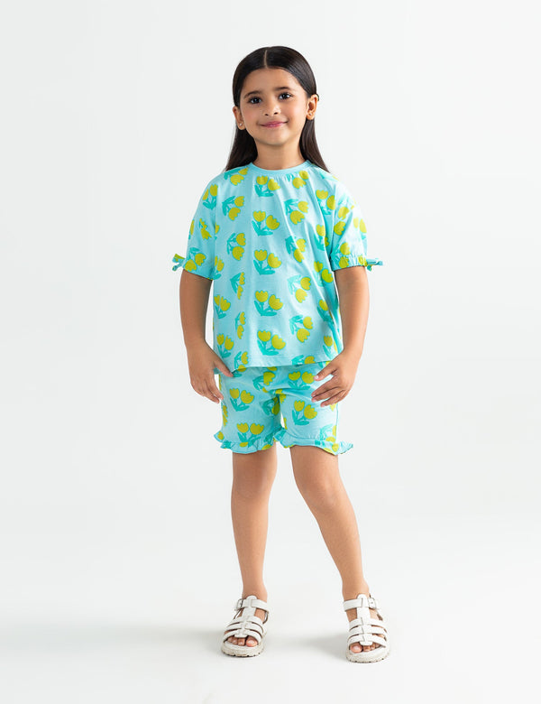 2 PIECE ALLOVER FLORAL PRINTED SUIT