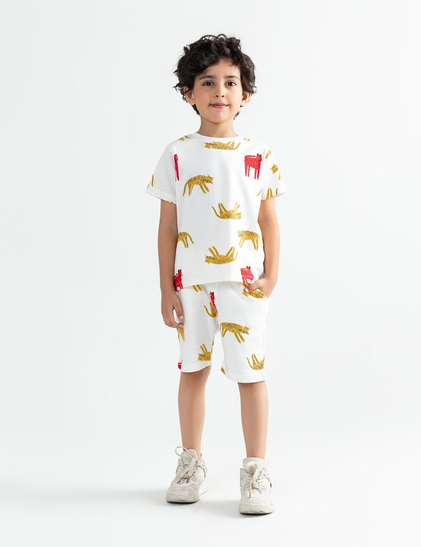 2 PIECE ALLOVER TIGER PRINTED SUIT