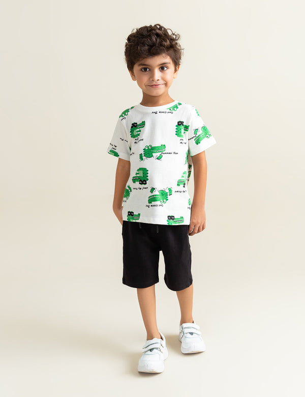 ALLOVER CROCODILE PRINTED T-SHIRT