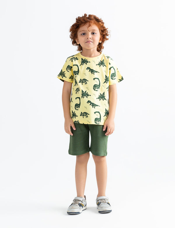 ALLOVER DINO'S ANIMAL CREW PRINTED T-SHIRT