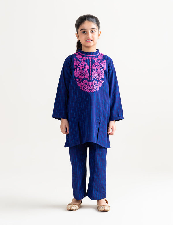 2 PIECE CONTRAST EMBROIDERED SUIT