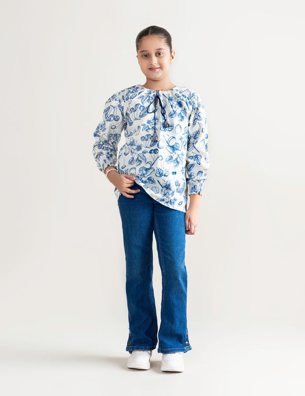 FLORAL PRINTED SMOCKED TOP