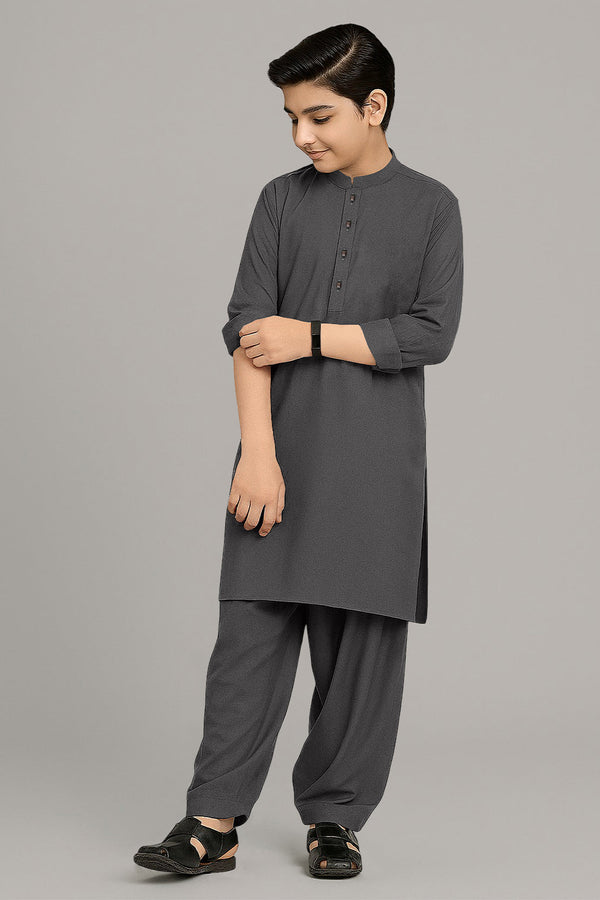 Solid Wash N Wear Stitched 2 Piece (Shirt/Trouser)  For Boys