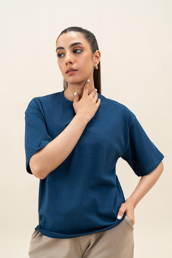 BLUE ROUND NECK T-SHIRT