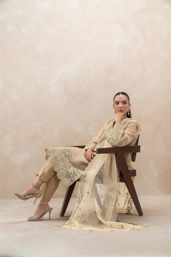 3 PIECE EMBROIDERED ORGANZA BADLA SUIT (LUXURY-PRET)