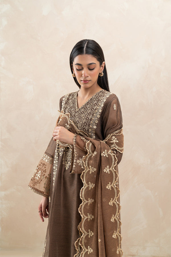 3 PIECE EMBROIDERED ORGANZA FANCY SUIT (LUXURY-PRET)