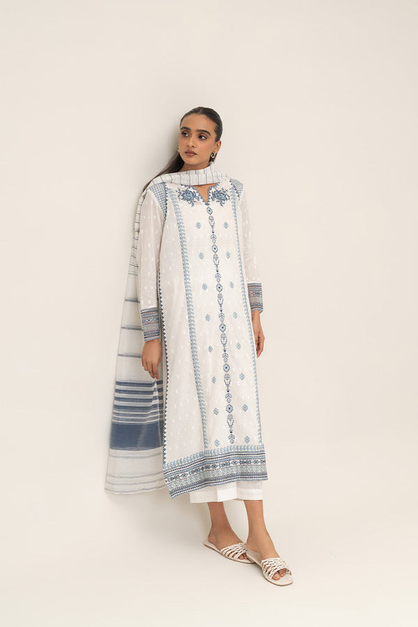 3 PIECE EMBROIDERED BROCHIA SUIT (PRET)