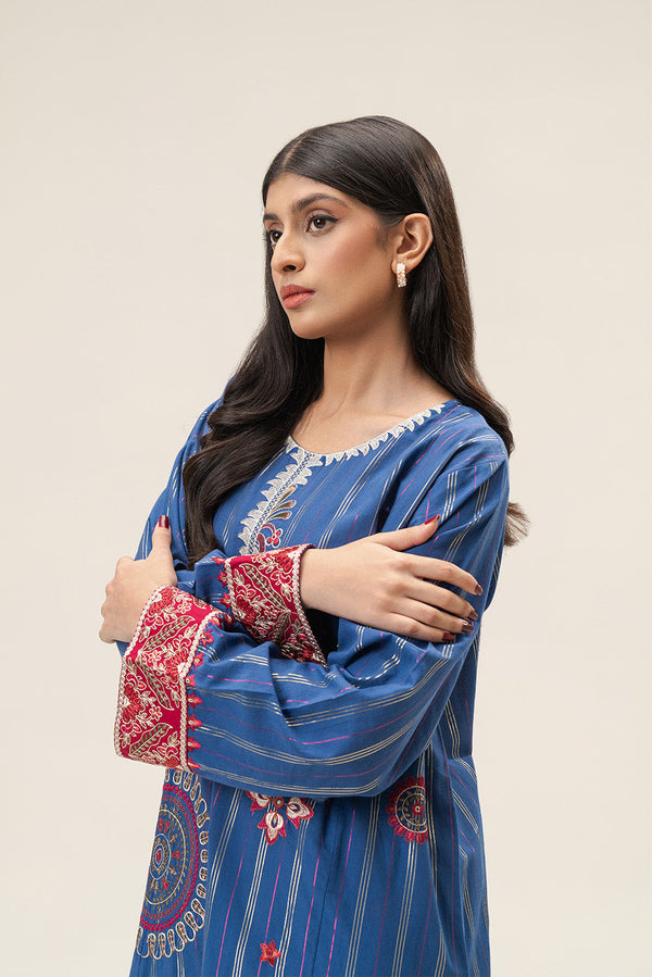 EMBROIDERED COTTON BADLA SHIRT (PRET)