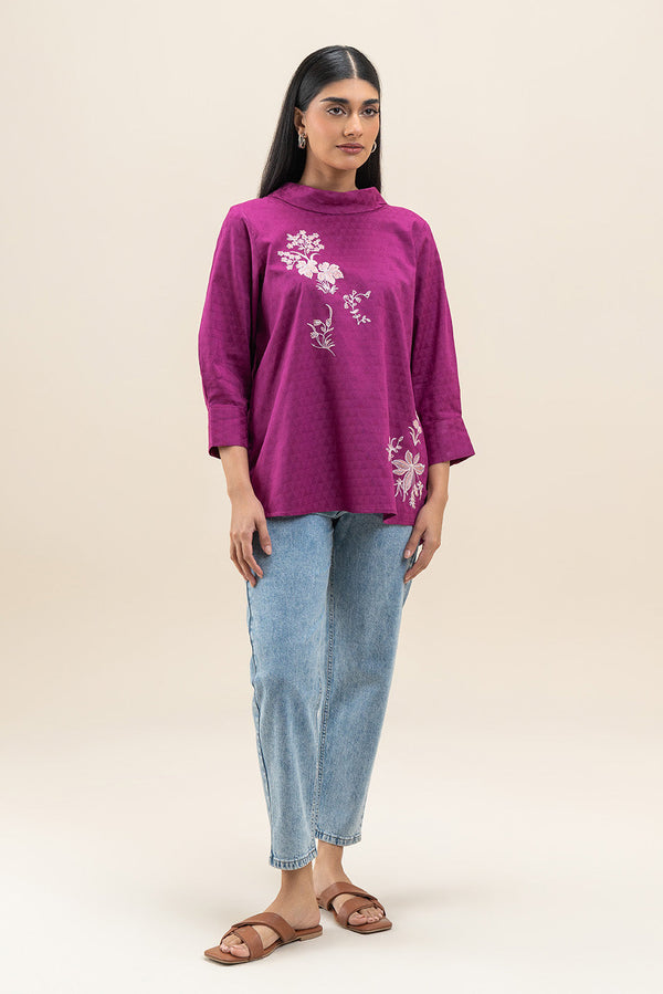EMBROIDERED JACQUARD TOP (PRET)