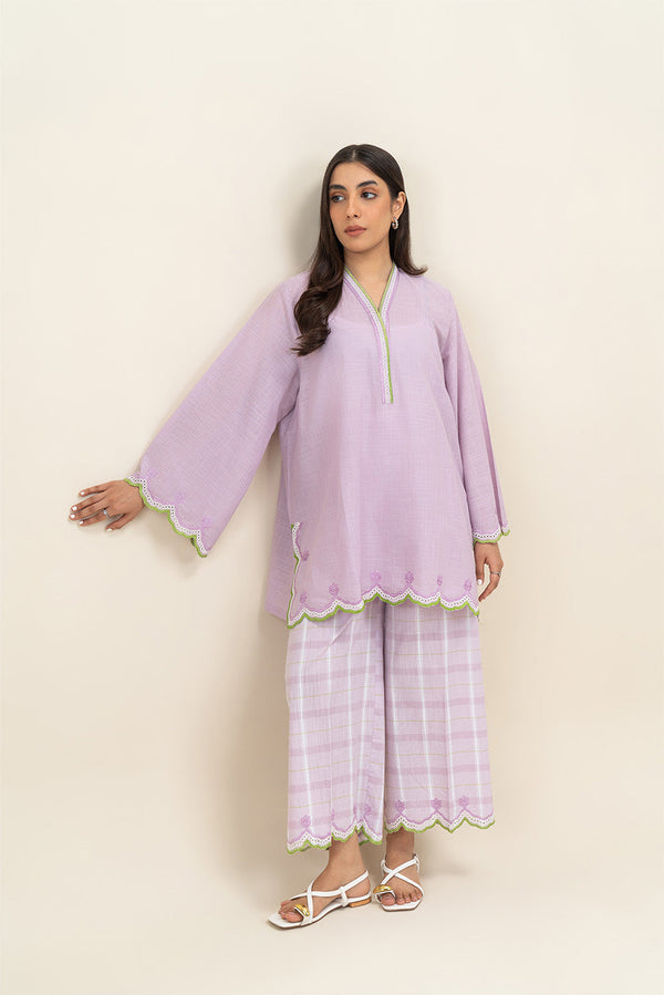 2 PIECE EMBROIDERED TWO WAY SLUB SUIT (PRET)